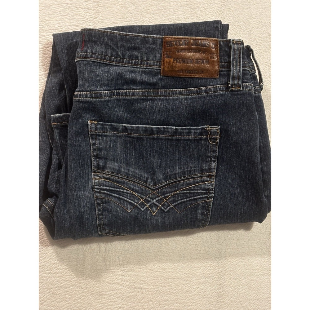 Seven7 Mens Jeans Cowboy Premium Denim‎ 38x29.5* Straight Fit Blue
